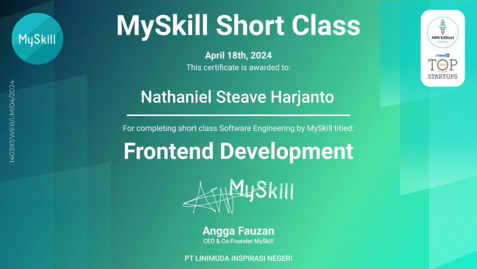 Certificate MySkill